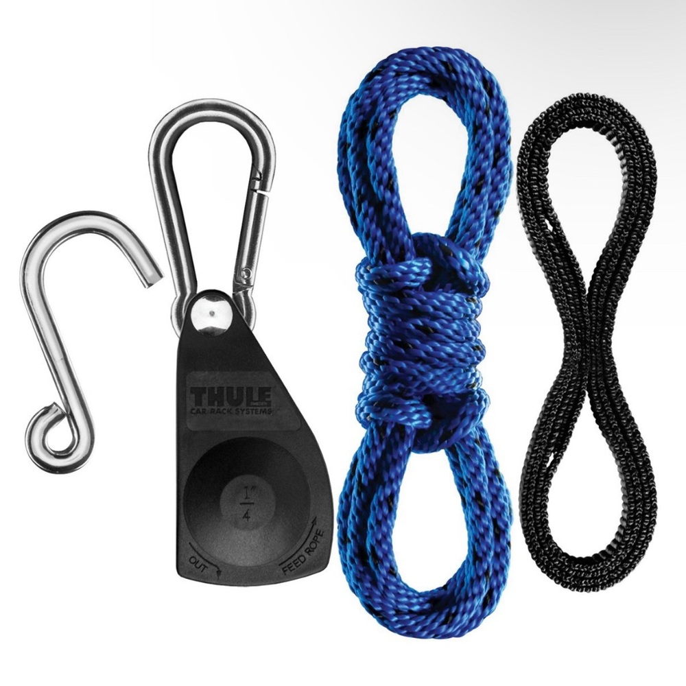 NEW Thule 855 QuickDraw TieDowns Transport Kayak Boat Blue Rope Black Strap Hook